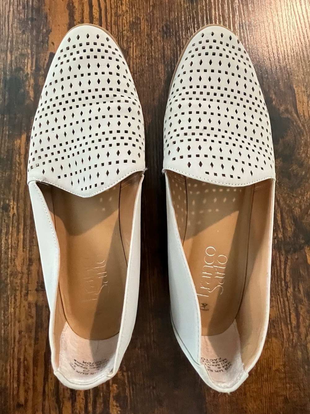 Franco Sarto Cream Perforated Slip-On Loafers
